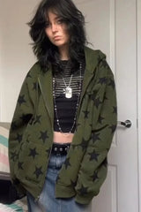 Y2K Vintage Gothic Stars Print Hoodie