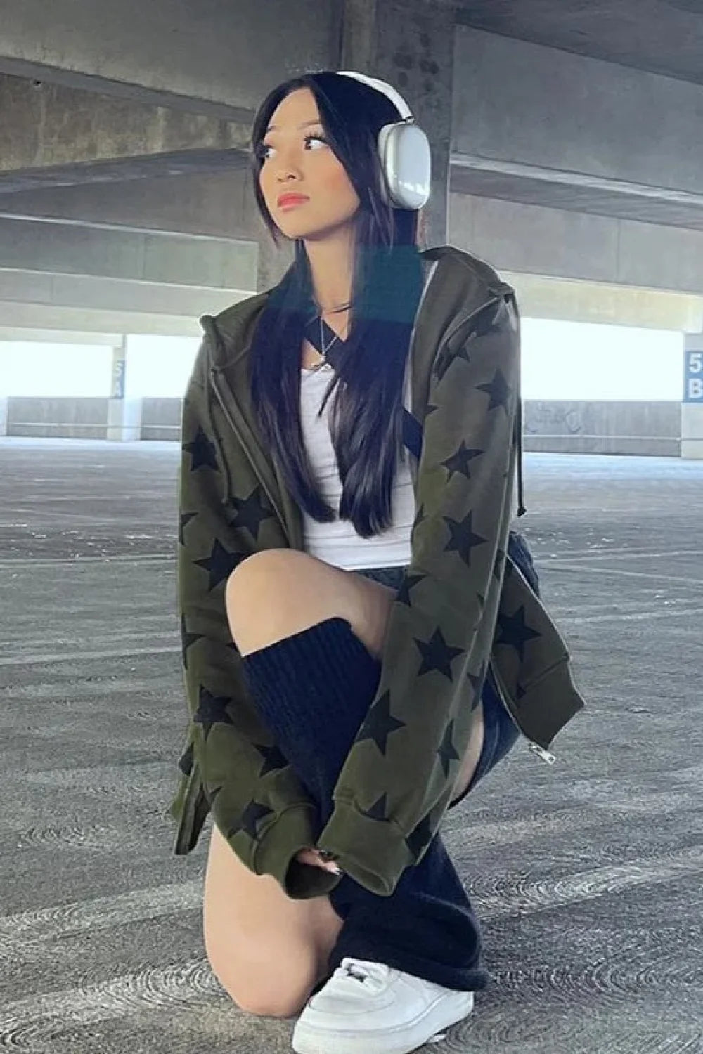 Y2K Vintage Gothic Stars Print Hoodie