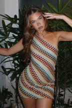 Yarn Dyed Stretch Bodycon Mini Dress Multi Color / S