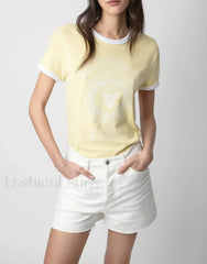 Yellow Contrast Color T Shirt Yellow / S