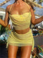 Yellow Halter Mini Skirt Two Piece Set Yellow / S