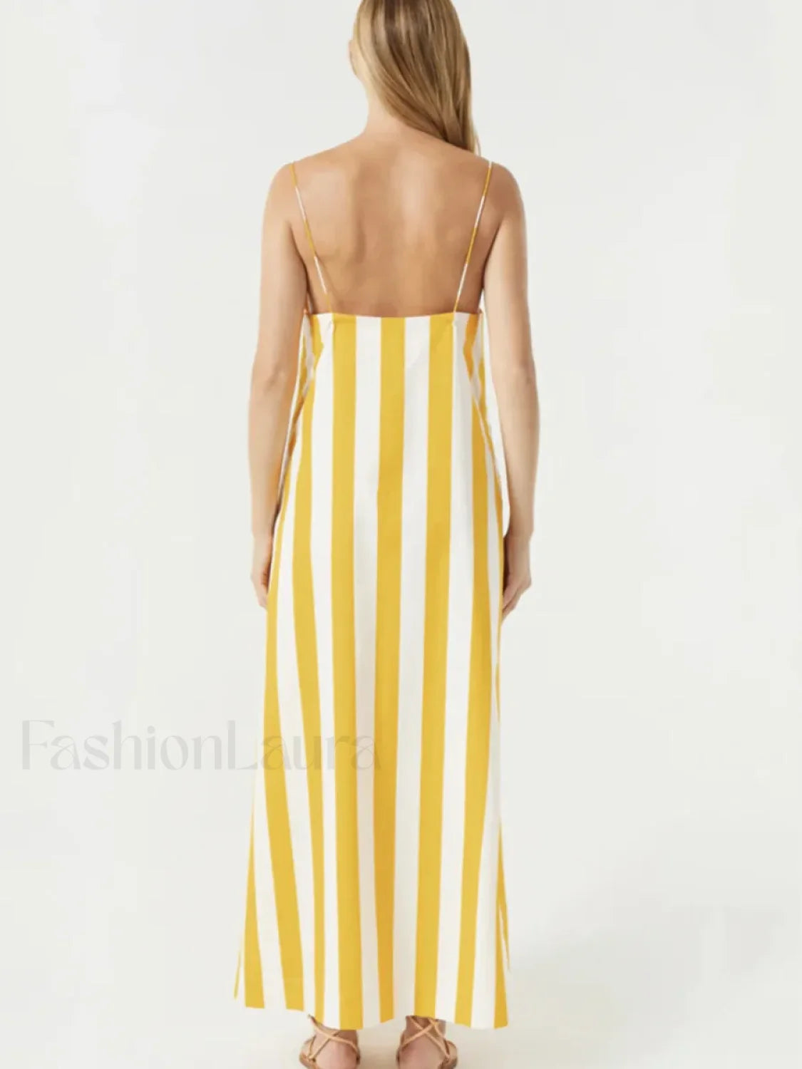 Yellow Striped Pocket Maxi Dress Secondary image