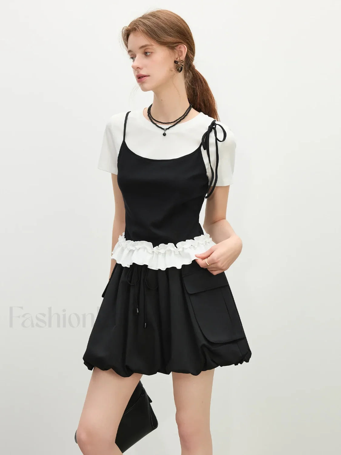 Youthful Tiered Hem Cotton Blend T Shirt