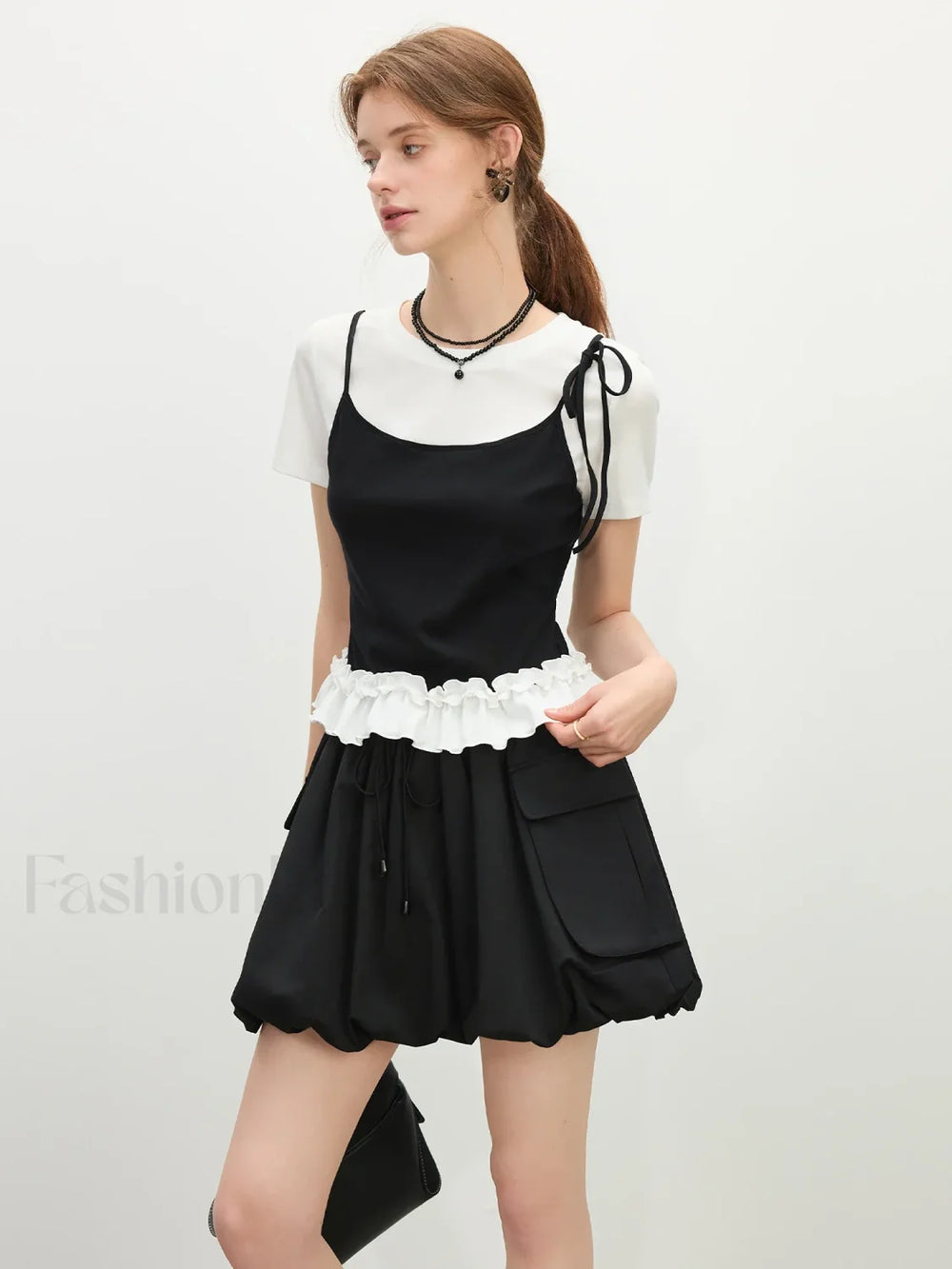 Youthful Tiered Hem Cotton Blend T Shirt