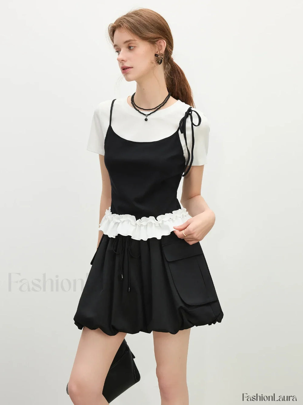 Youthful Tiered Hem Cotton Blend T Shirt