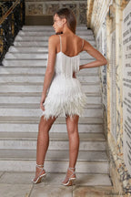 Yvonne Sequin Stylish Feather Cocktail Dress