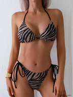 Zebra Triangle String Bikini Set BROWN / S