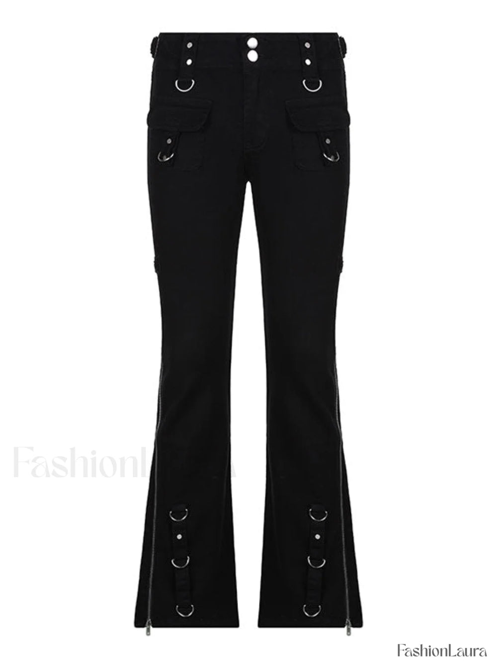 Zipper Design Low Waist Flare Cargo Jeans Cargo Jeans