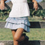 Zipper Ruffle Denim Skirt Blue / S