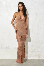 Zuri Maxi Stylish Cover Up Dress S / Rust