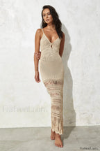Zuri Maxi Stylish Cover Up Dress S / Stone