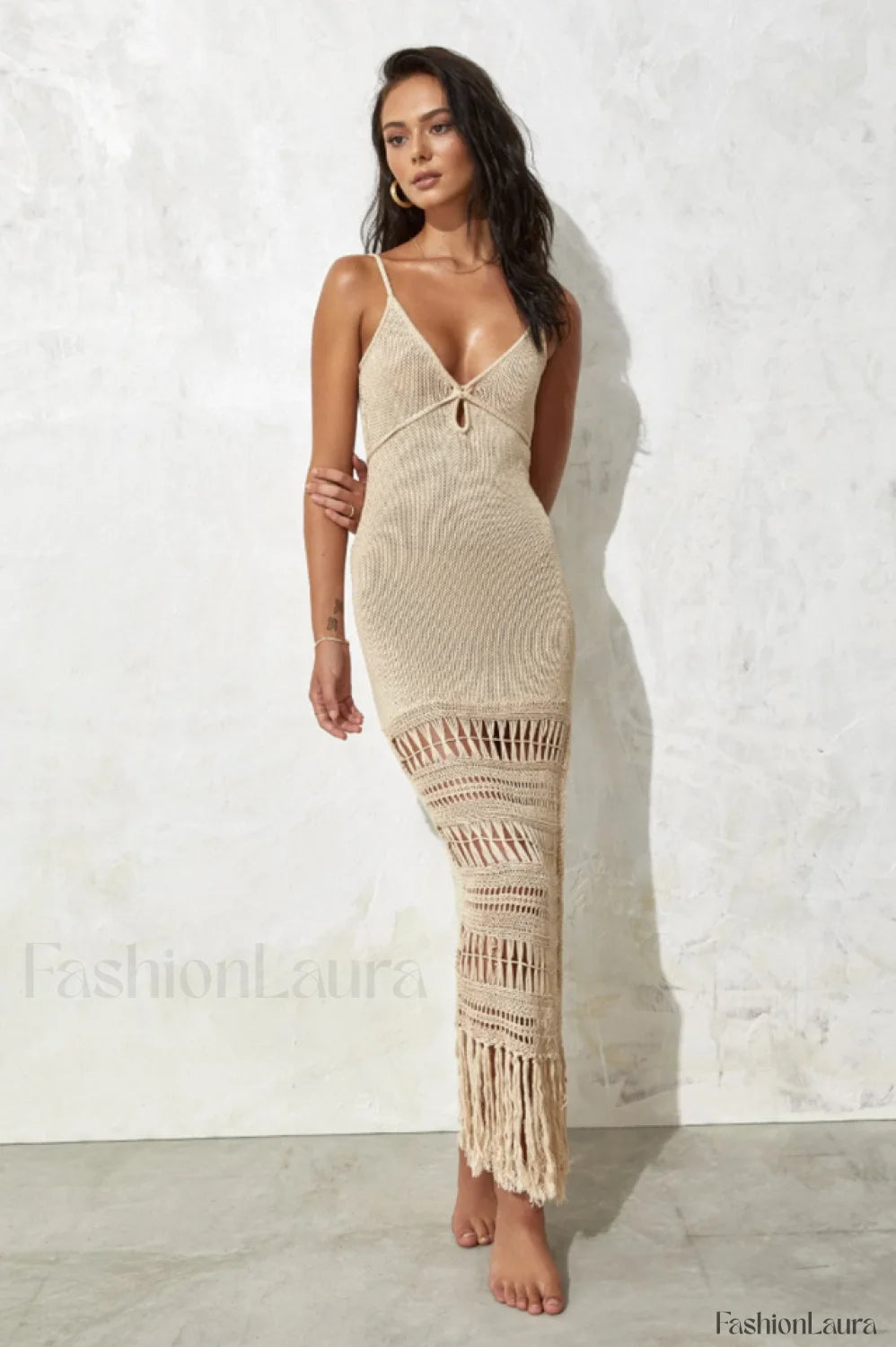 Zuri Maxi Stylish Cover Up Dress S / Stone