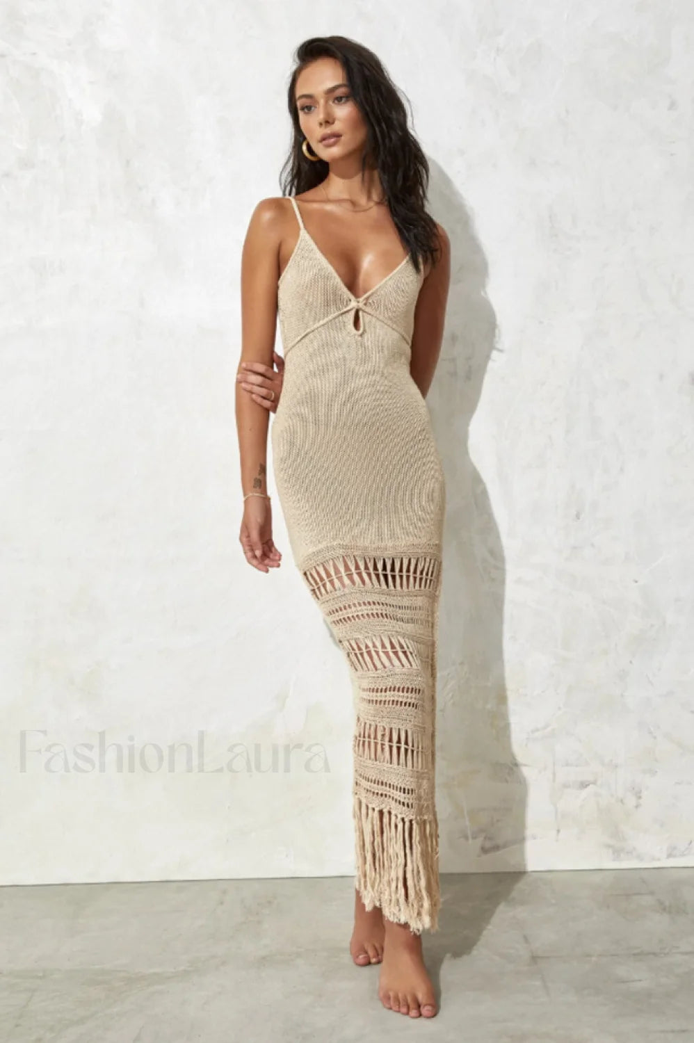 Zuri Maxi Stylish Cover Up Dress S / Stone