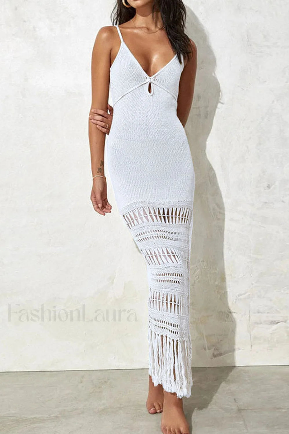 Zuri Maxi Stylish Cover Up Dress S / White
