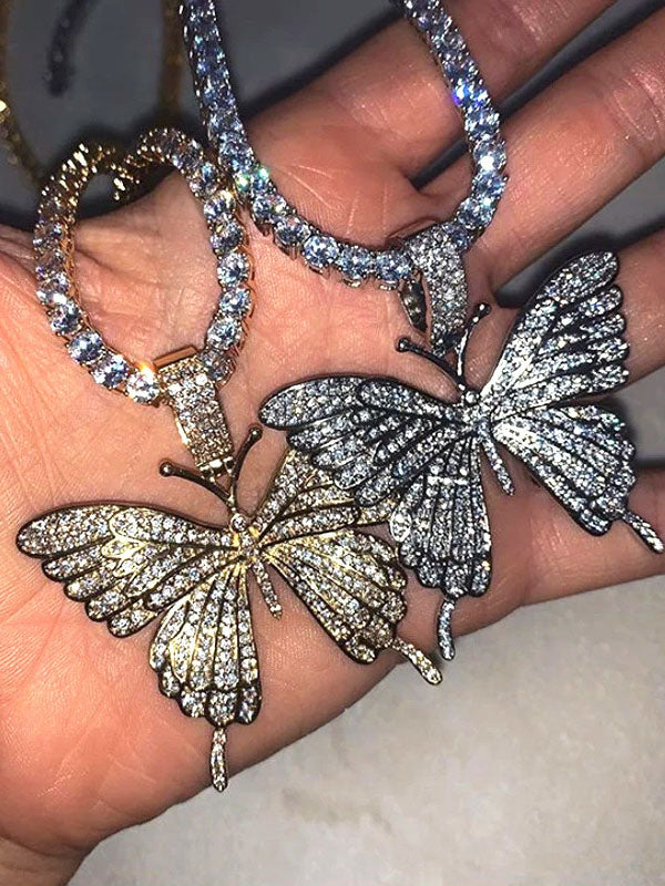 Rhinestone Butterfly Necklace