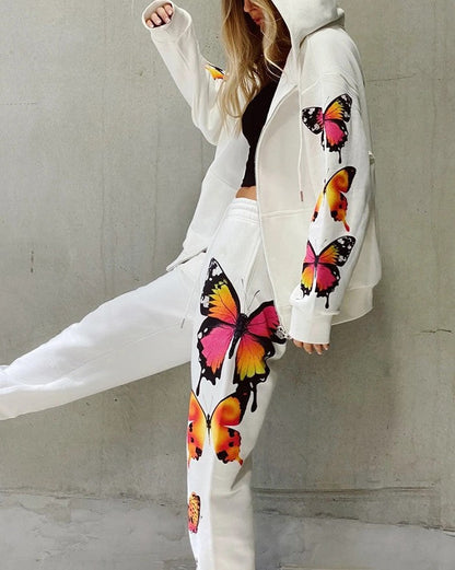 Long Sleeve Butterfly Two-Piece Outfit