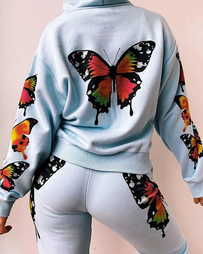 Long Sleeve Butterfly Two-Piece Outfit