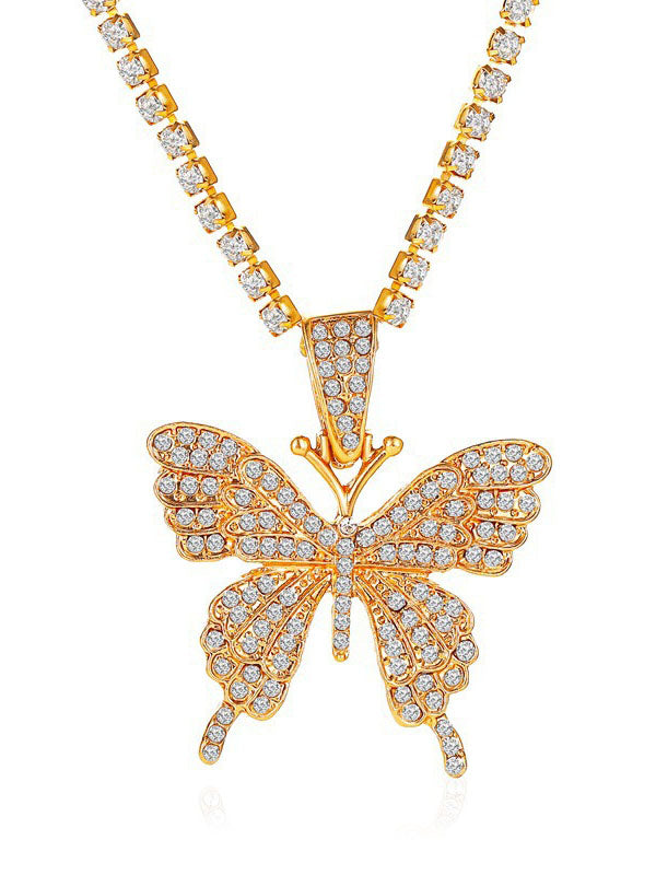 Rhinestone Butterfly Necklace