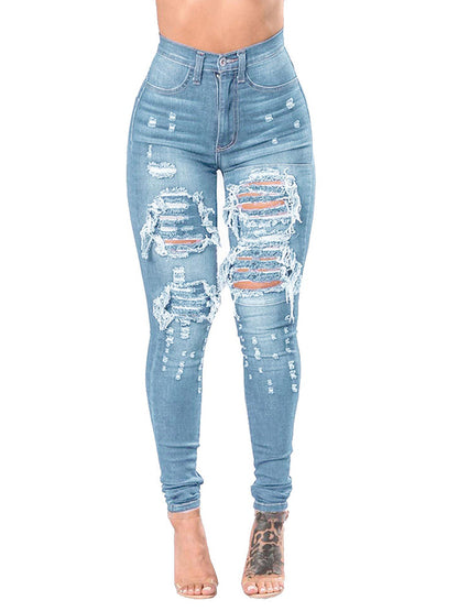 High Waisted Skinny Ripped Jeans