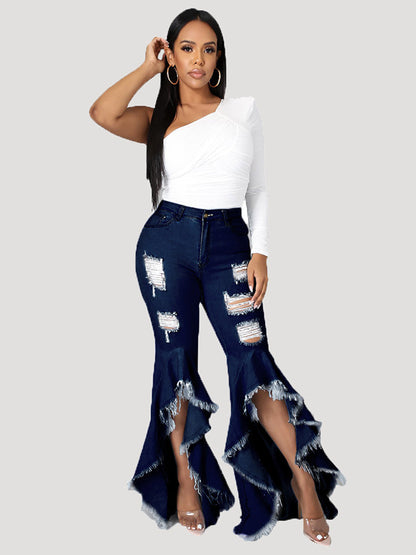 Solid High Waist Jeans