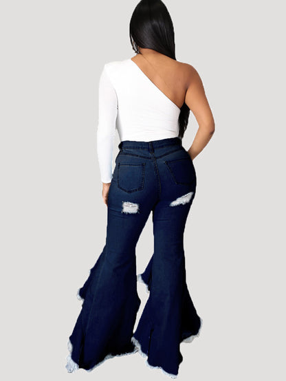 Solid High Waist Jeans