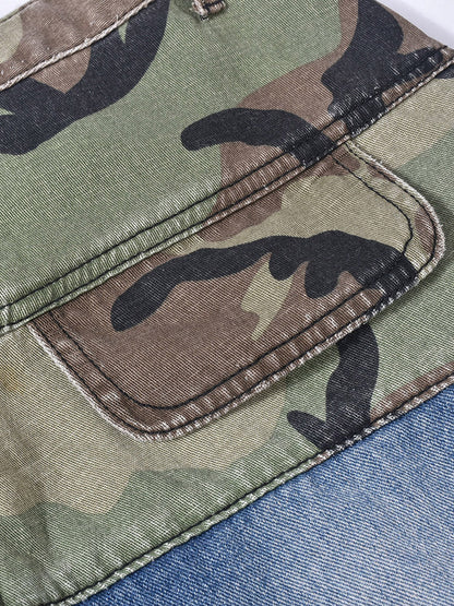 Cargo Camouflage Patchwork Jeans