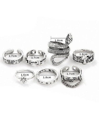 7pcs Engraved Ring Set