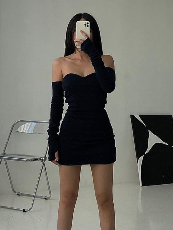 Off Shoulder Long Sleeve Mini Dress