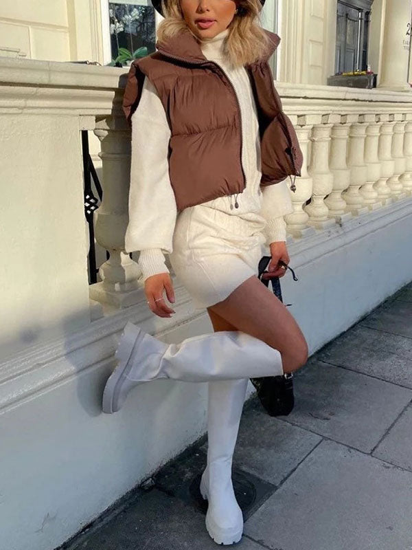 Sleeveless Cropped Puffer Jacket