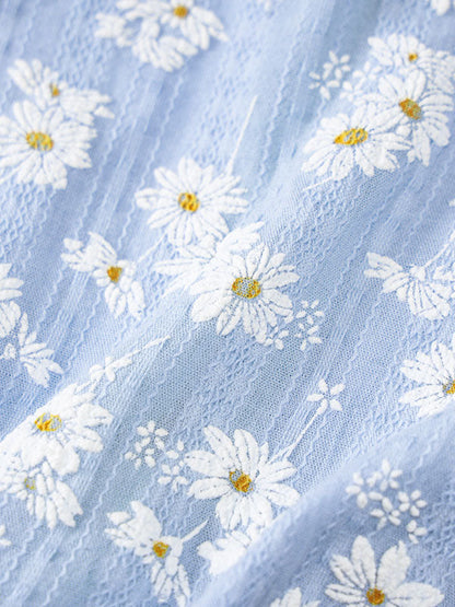 Daisy Pattern Split Slip Mini Dress