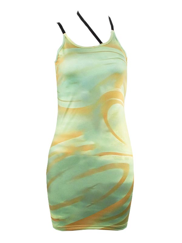 Swirl Print Halter Bodycon Mini Dress