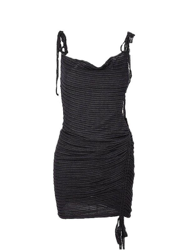 Chain Embellished Tie Strap Party Mini Dress