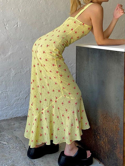 Summer Floral Print Maxi Dress