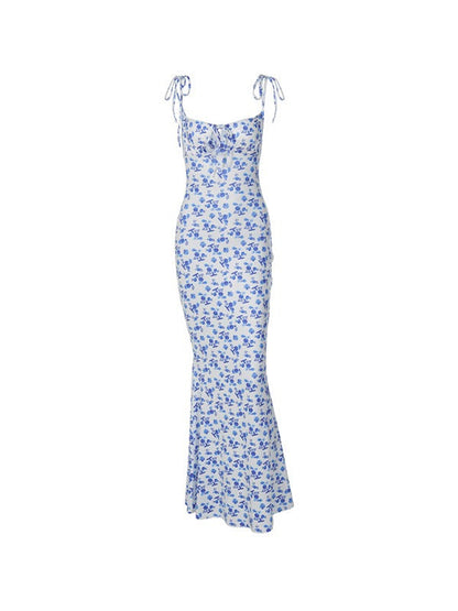 Lace Up Floral Maxi Dress