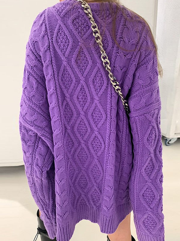 Cable Knit Long Sleeve Mini Dress