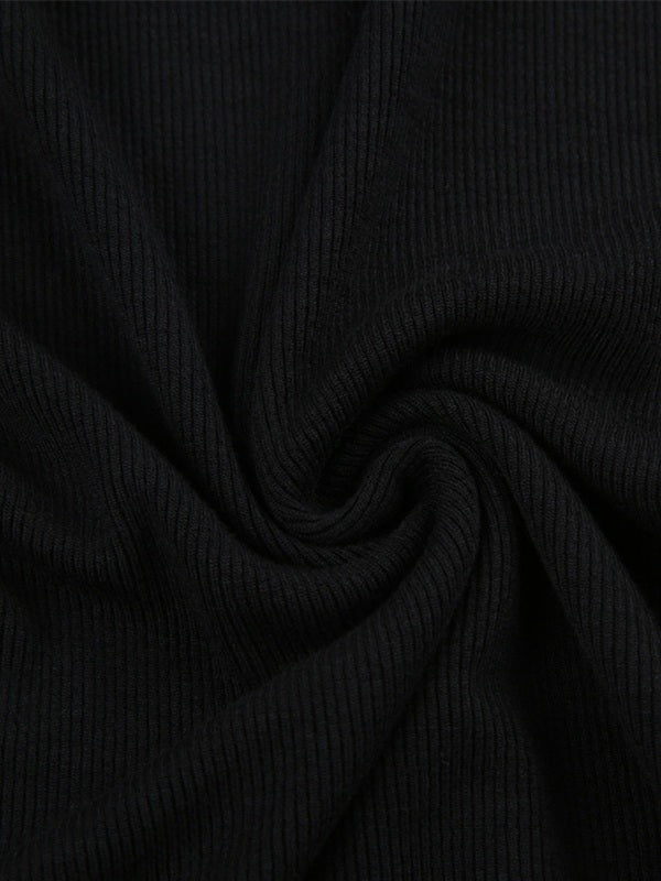 Knitted Black Long Sleeve Mini Dress