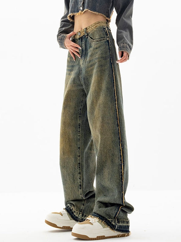 Vintage Wash Distressed Boyfriend Jeans