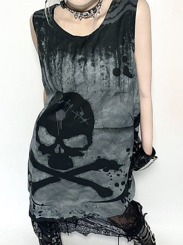 Splash Skull Sleeveless Mini Dress