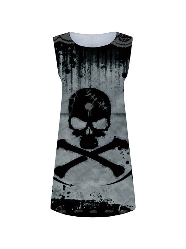 Splash Skull Sleeveless Mini Dress