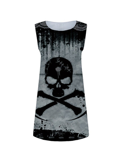 Splash Skull Sleeveless Mini Dress