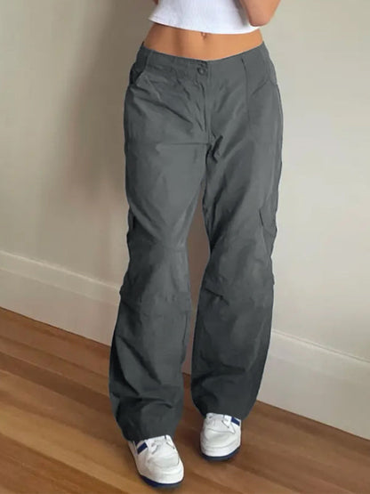 Washed Gray Baggy Cargo Jeans