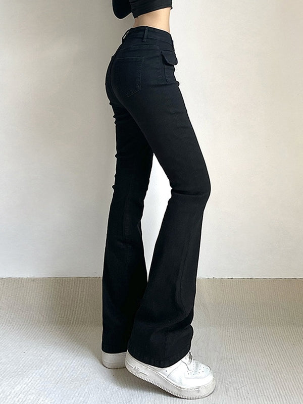 Washed Black Y2K Flare Jeans