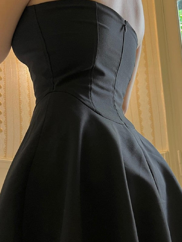 Lace Paneled Strapless Corset Mini Dress