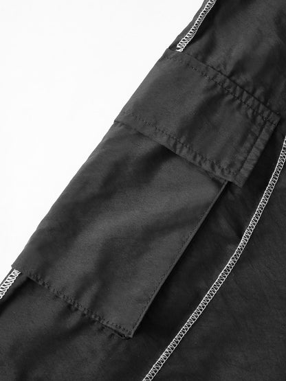 Piping Detail Size Friendly Parachute Cargo Pants