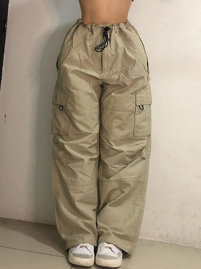 Size Friendly Low Waist Parachute Cargo Pants