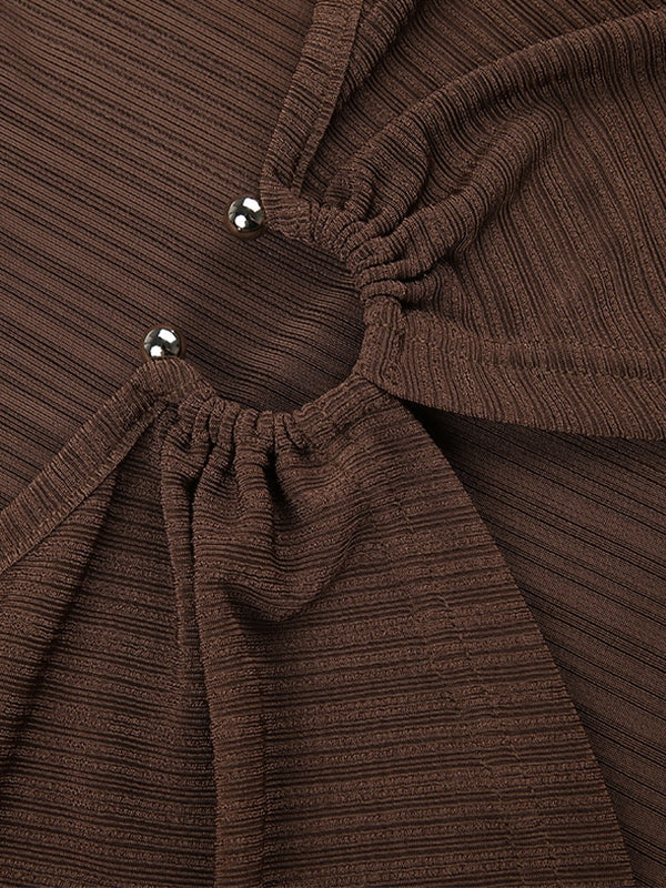 Ribbed Knit Long Sleeve & Cami Top Set