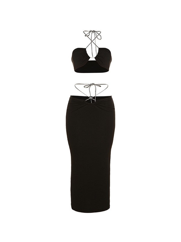 Cross Over Black Two Piece Set