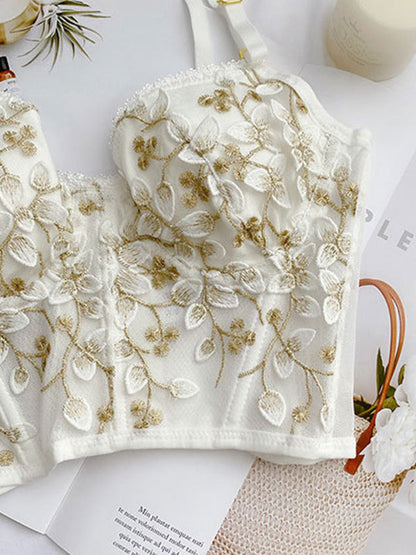 Vintage Lace Embroidery Bustier