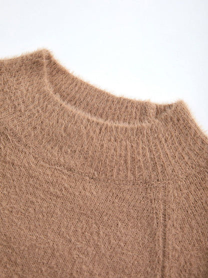 Solid Fuzzy Sweater Dress