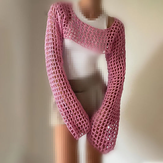 Hollow Out Crochet Knit Bolero Shrug